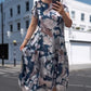 👗Début de l'été Nouveau✨Robe ample à col rond et manches courtes à fleurs