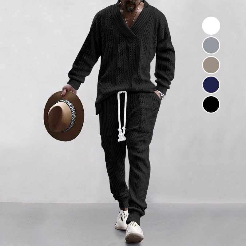 💥55% de réduction💥 Ensemble 2 pièces pour homme composé d'un sweat-shirt baggy avec col en V et d'un pantalon de jogging