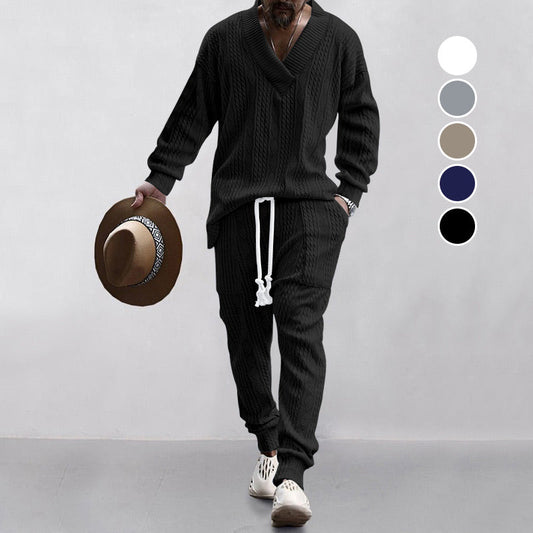 💥55% de réduction💥 Ensemble 2 pièces pour homme composé d'un sweat-shirt baggy avec col en V et d'un pantalon de jogging