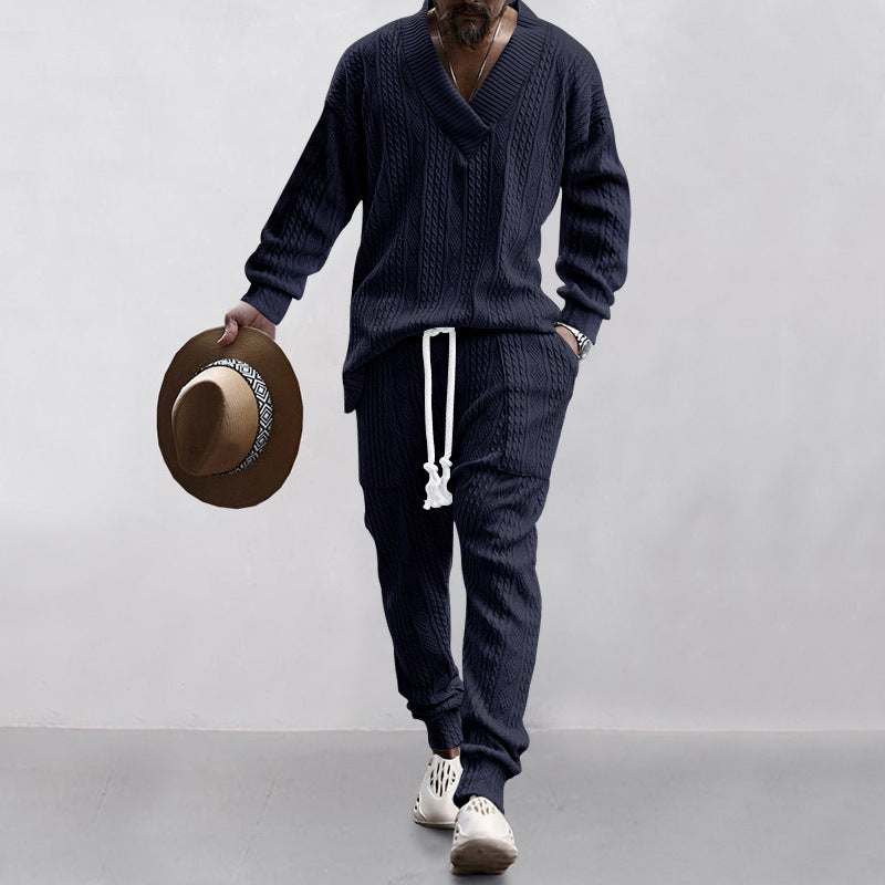 💥55% de réduction💥 Ensemble 2 pièces pour homme composé d'un sweat-shirt baggy avec col en V et d'un pantalon de jogging
