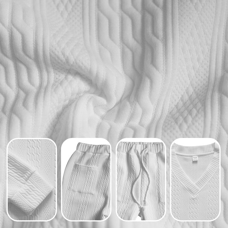 💥55% de réduction💥 Ensemble 2 pièces pour homme composé d'un sweat-shirt baggy avec col en V et d'un pantalon de jogging