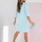 🌸Offres de printemps🌸 Robe à manches 3/4 avec col rond et poches(50 % de réduction)