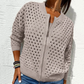 🔥Printemps 54% de réduction🔥Veste zippée en tricot pour femmes avec découpes