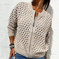 🔥Printemps 54% de réduction🔥Veste zippée en tricot pour femmes avec découpes