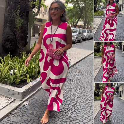 🔥Spécial été 53% de réduction🔥Col rond Imprimé sans manches Casual Fashion Dresses