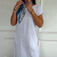 Robe femme à manches courtes et col rond en lin et coton（🔥50% de réduction）