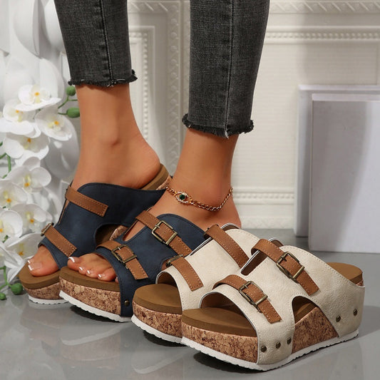 🔥PROMOTION DU DERNIER JOUR🔥Sandales à semelles compensées avec découpe（53% de réduction）