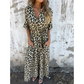 ⏳Réduction de 50 % pour l'été💥Robe longue à col en V et imprimé léopard