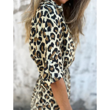 ⏳Réduction de 50 % pour l'été💥Robe longue à col en V et imprimé léopard