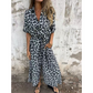 ⏳Réduction de 50 % pour l'été💥Robe longue à col en V et imprimé léopard