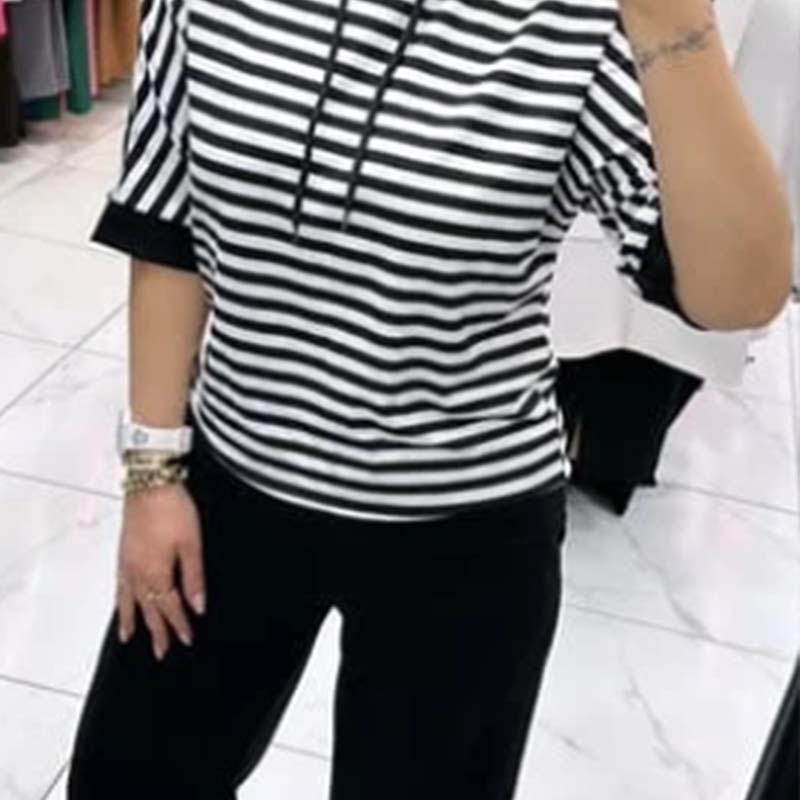 💥Soldes d'été💥Ensemble pour femme composé d'un haut rayé et d'un pantalon uni(🔥55% de réduction)