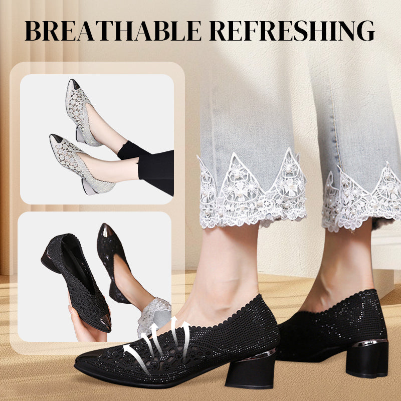 👠Nouveaux produits 2025🏆Sandales en maille creuse avec strass et talons hauts(53% de réduction)