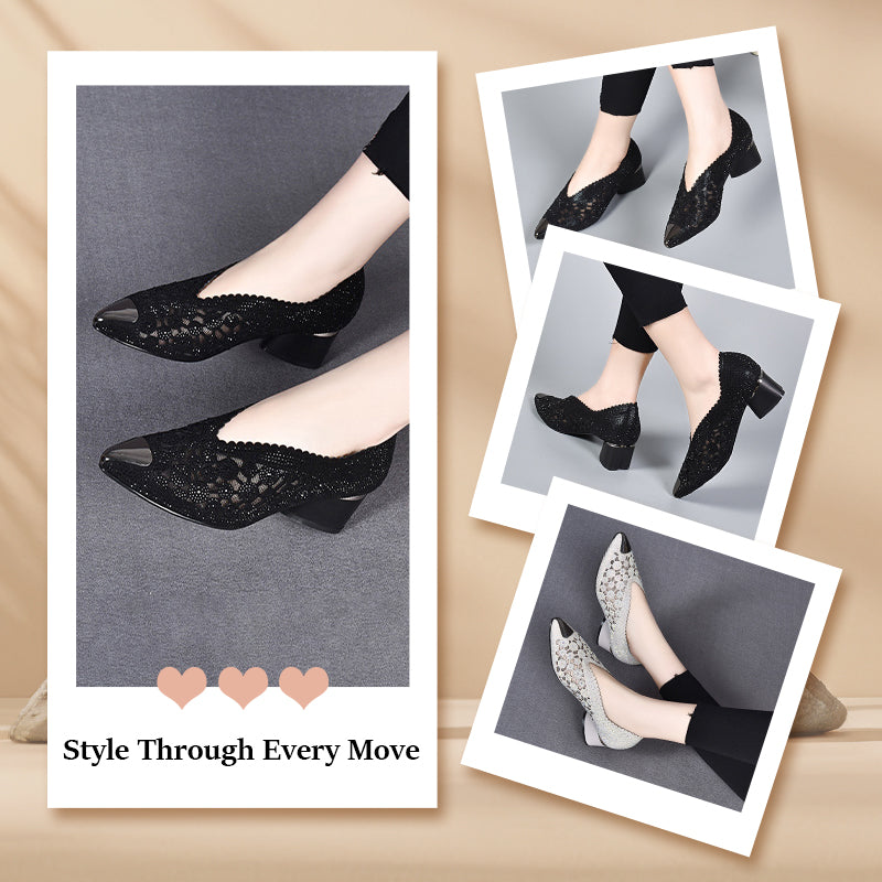 👠Nouveaux produits 2025🏆Sandales en maille creuse avec strass et talons hauts(53% de réduction)