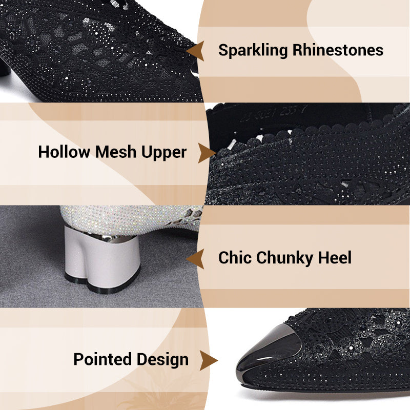 👠Nouveaux produits 2025🏆Sandales en maille creuse avec strass et talons hauts(53% de réduction)