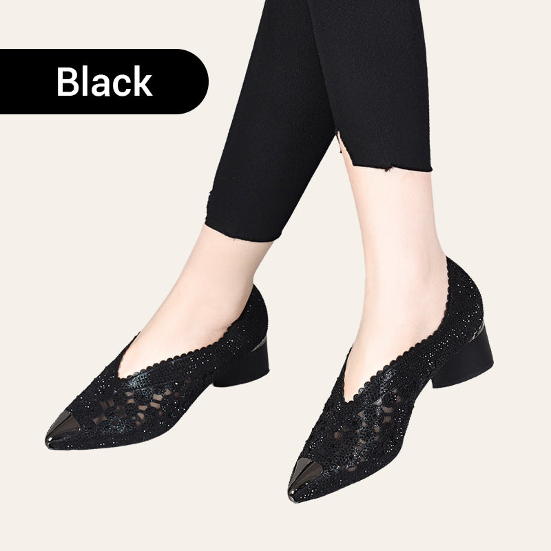 👠Nouveaux produits 2025🏆Sandales en maille creuse avec strass et talons hauts(53% de réduction)