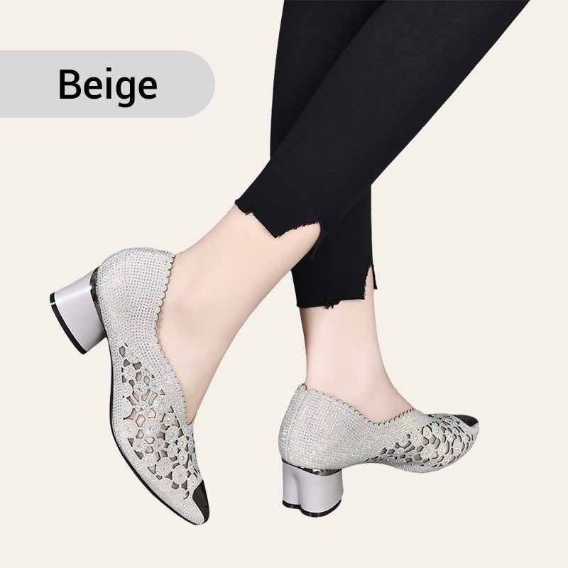 👠Nouveaux produits 2025🏆Sandales en maille creuse avec strass et talons hauts(53% de réduction)