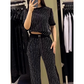 🌸2025 Vente à chaud👠Ensemble deux pièces en tricot rayé à strass pour femmes(40 % de réduction)
