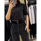 🌸2025 Vente à chaud👠Ensemble deux pièces en tricot rayé à strass pour femmes(40 % de réduction)