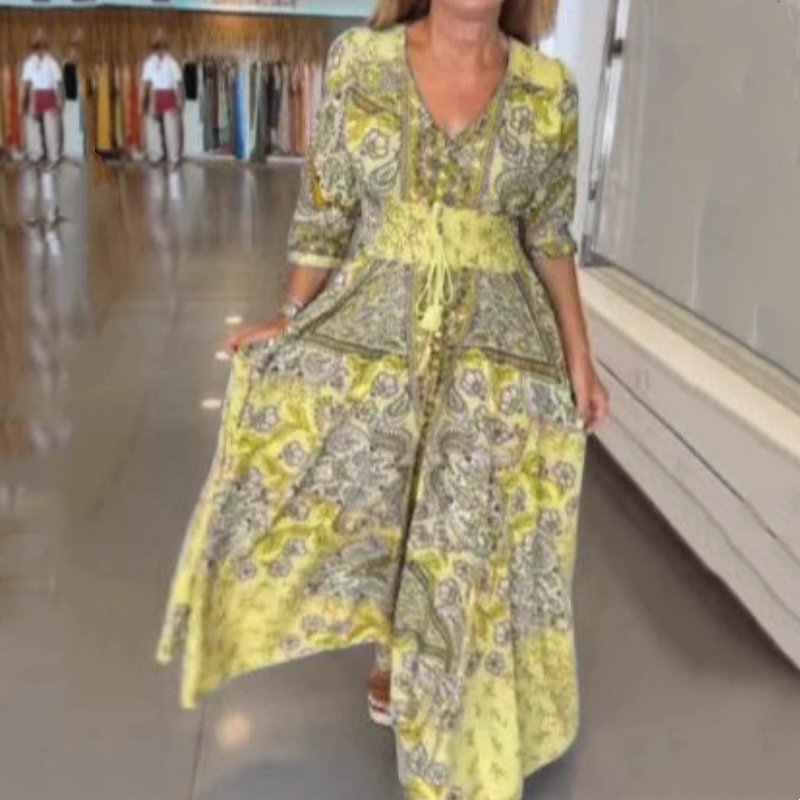 🔥Soldes d'été - 50% de réduction🔥Robe longue élégante à cordon floral pour femmes