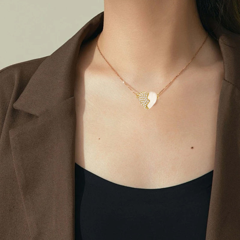 ✨ 2025 Collier pour nouveau couple📿💖Collier à cœur magnétique en or et diamants de première qualité