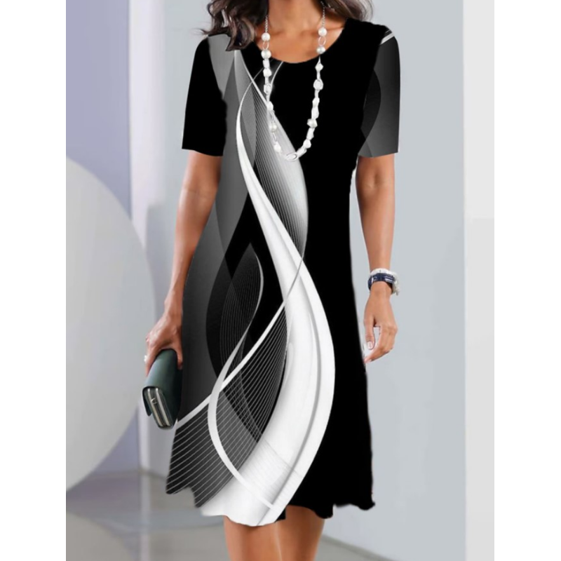 ✨Mode d'été👗Apparence mince femmes décontractée florale 3D numérique imprimé robes col rond