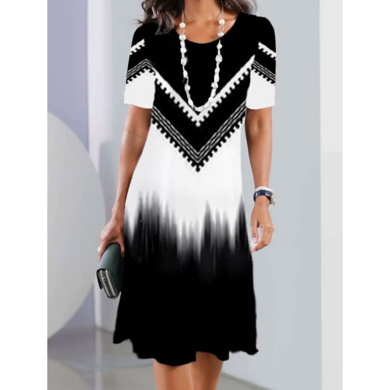 ✨Mode d'été👗Apparence mince femmes décontractée florale 3D numérique imprimé robes col rond