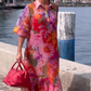 🎉🛍️Édition limitée d'été👗Robe en mousseline de soie à imprimé floral rouge