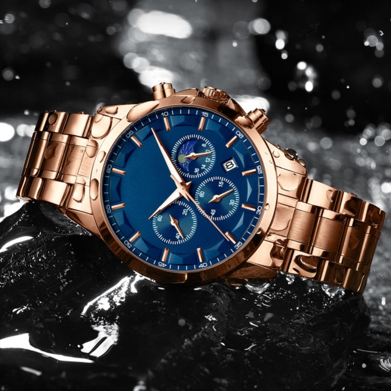 Montre à quartz en acier inoxydable pour hommes