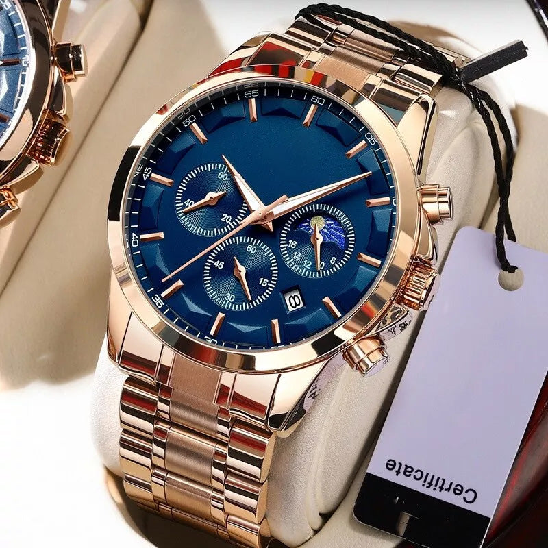 Montre à quartz en acier inoxydable pour hommes