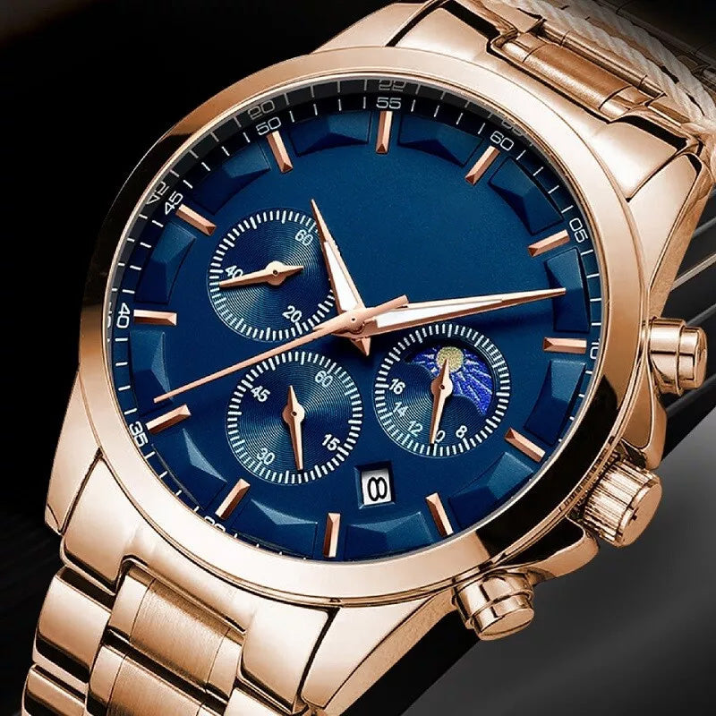 Montre à quartz en acier inoxydable pour hommes