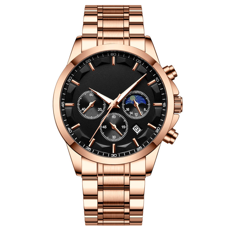 Montre à quartz en acier inoxydable pour hommes
