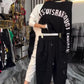 🔥Dernières soldes de printemps🔥 Haut décontracté pour femme avec impression de lettres et pantalon (ensemble 2 pièces)