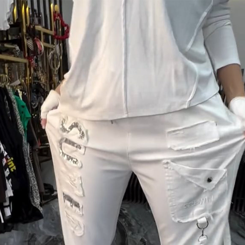 🔥Dernières soldes de printemps🔥 Haut décontracté pour femme avec impression de lettres et pantalon (ensemble 2 pièces)