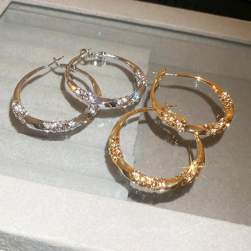🌙💎Boucles d'oreilles circulaires avec zircon(🔥50% de réduction)