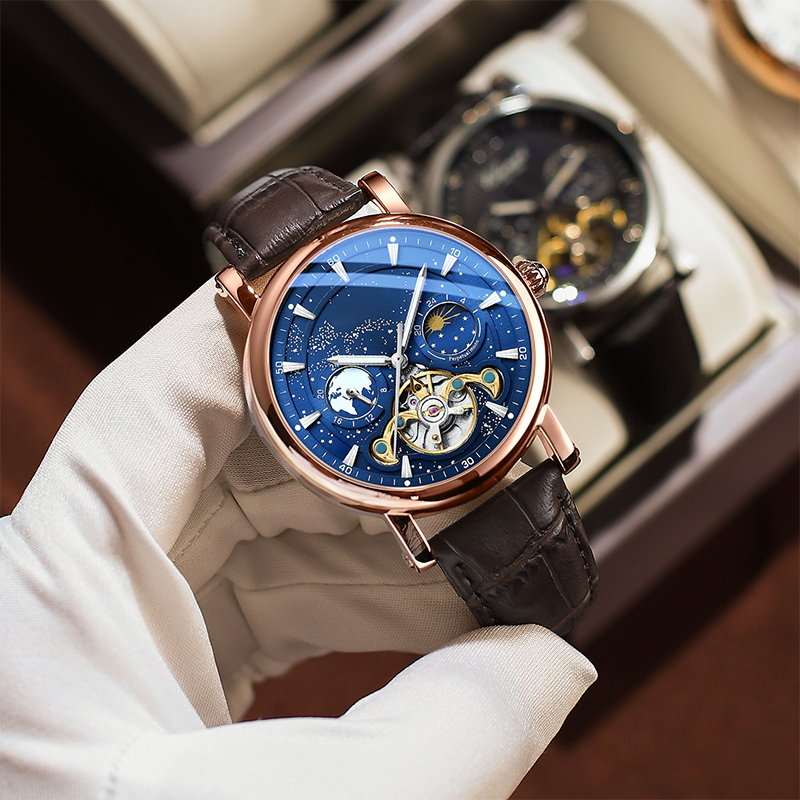 🔥55% de réduction💎Montre de luxe automatique lumineuse Starry Sky pour hommes⌚