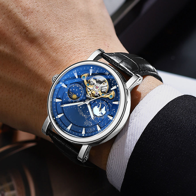 🔥55% de réduction💎Montre de luxe automatique lumineuse Starry Sky pour hommes⌚