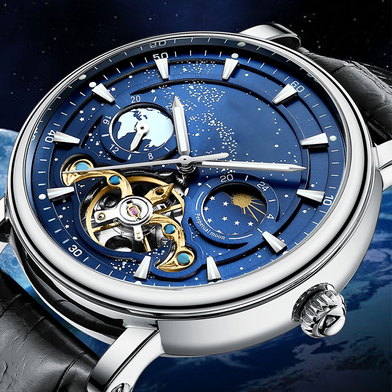 🔥55% de réduction💎Montre de luxe automatique lumineuse Starry Sky pour hommes⌚