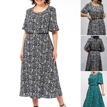 🌸2025 Vente d'été🌸Robe longue imprimée élégante avec ceinture(🔥55% de réduction)