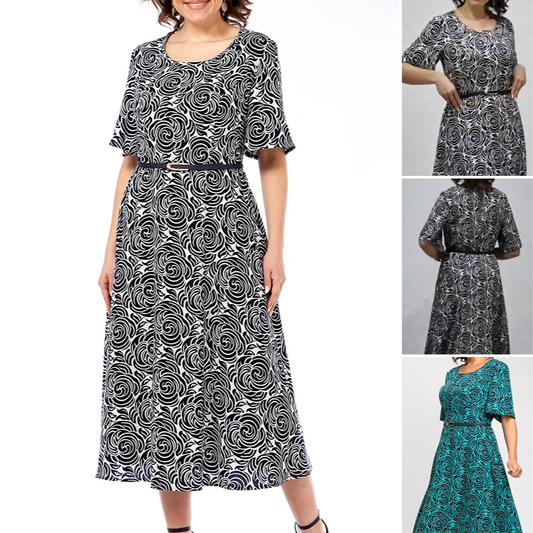 🌸2025 Vente d'été🌸Robe longue imprimée élégante avec ceinture(🔥55% de réduction)