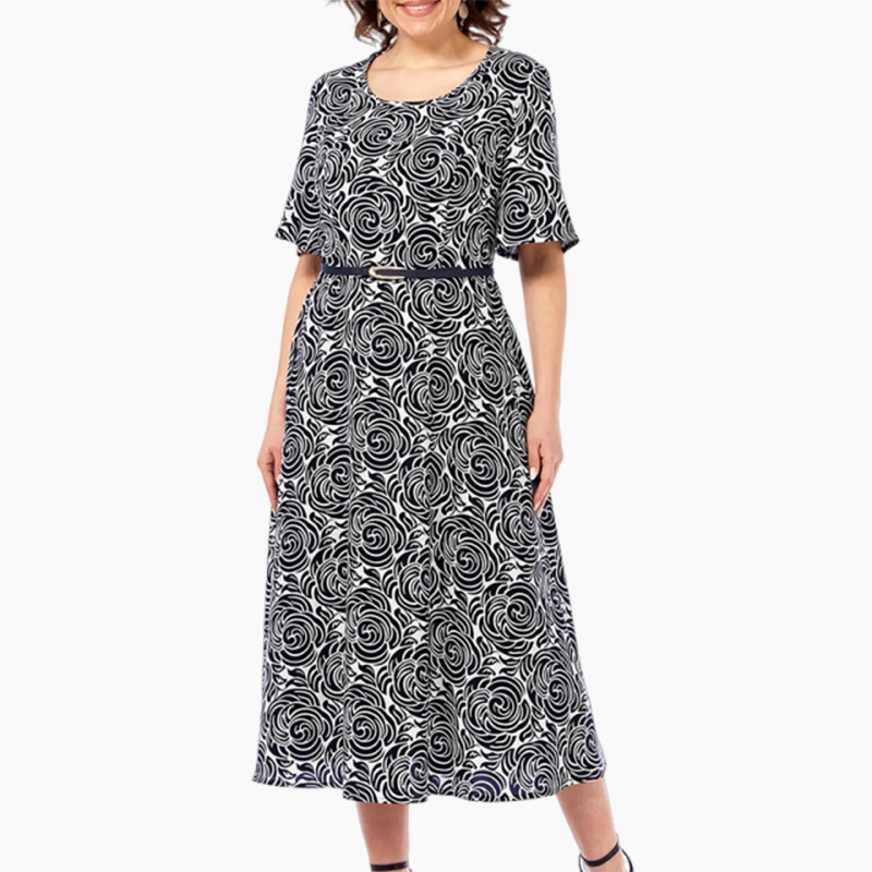 🌸2025 Vente d'été🌸Robe longue imprimée élégante avec ceinture(🔥55% de réduction)