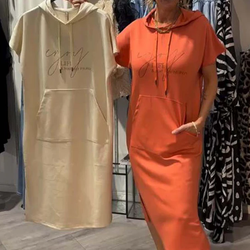 🔥Remise d'été 53%🔥Robe longue à capuche et manches courtes pour femmes