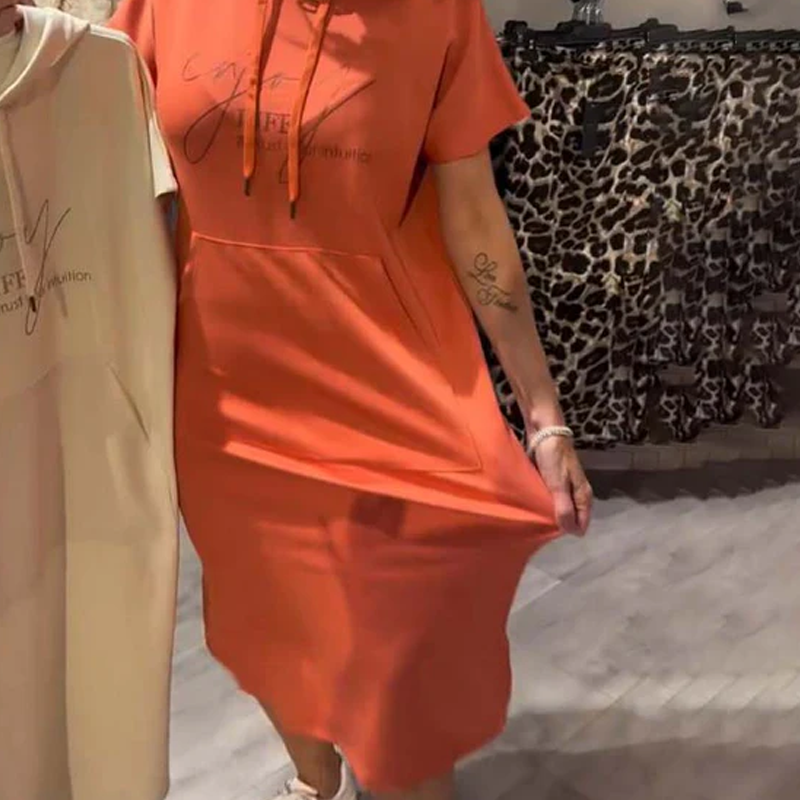 🔥Remise d'été 53%🔥Robe longue à capuche et manches courtes pour femmes
