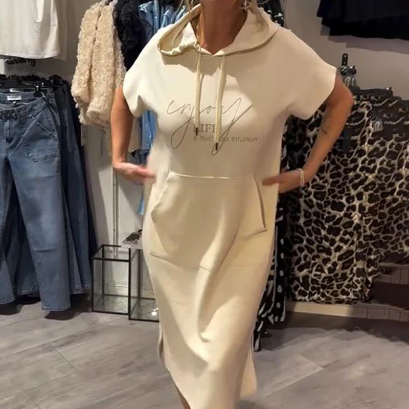 🔥Remise d'été 53%🔥Robe longue à capuche et manches courtes pour femmes