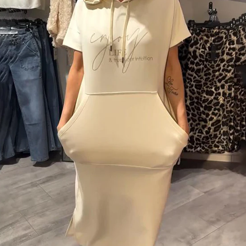 🔥Remise d'été 53%🔥Robe longue à capuche et manches courtes pour femmes