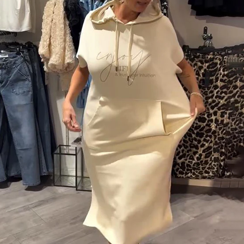 🔥Remise d'été 53%🔥Robe longue à capuche et manches courtes pour femmes