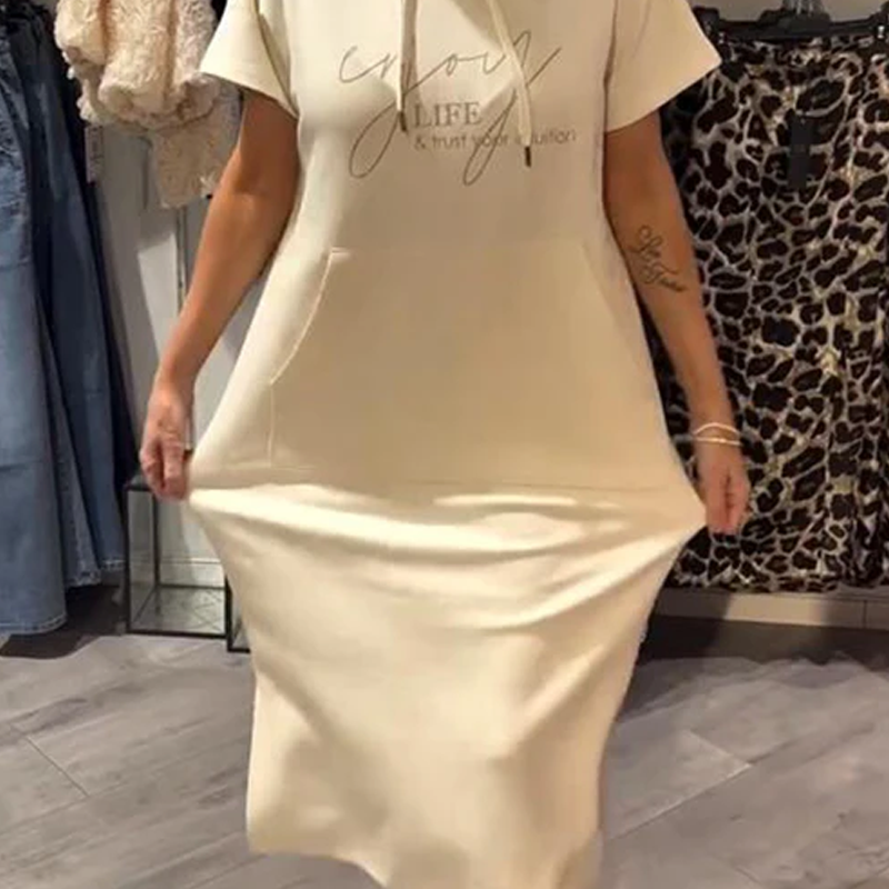 🔥Remise d'été 53%🔥Robe longue à capuche et manches courtes pour femmes