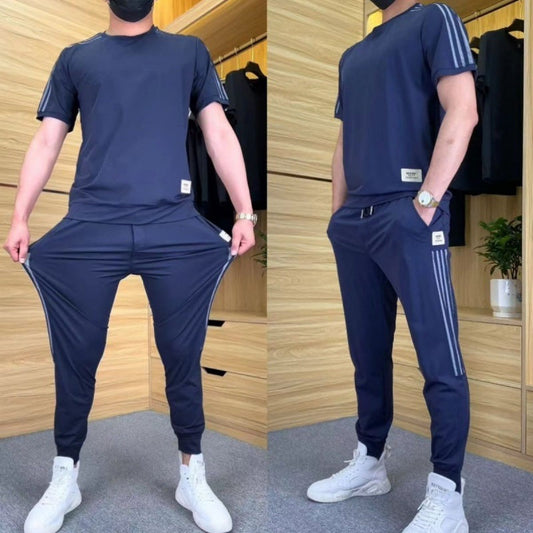 🎉🛍️55% de réduction🔥Ensemble 2 pièces haut à manches courtes et pantalon de jogging extensible pour homme