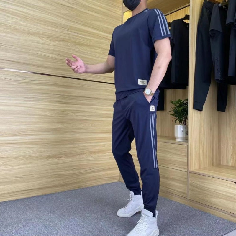 🎉🛍️55% de réduction🔥Ensemble 2 pièces haut à manches courtes et pantalon de jogging extensible pour homme