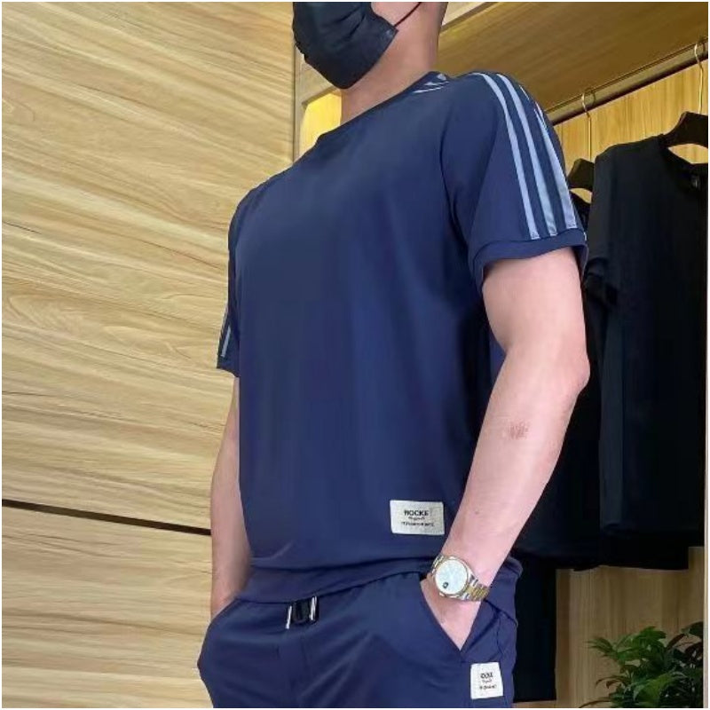 🎉🛍️55% de réduction🔥Ensemble 2 pièces haut à manches courtes et pantalon de jogging extensible pour homme