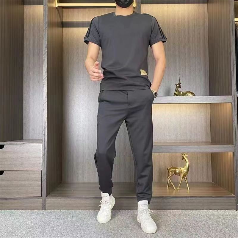 🎉🛍️55% de réduction🔥Ensemble 2 pièces haut à manches courtes et pantalon de jogging extensible pour homme